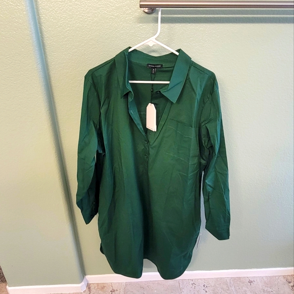 Universal Standard Green Shirt Dress Poplin Cotton - Picture 3 of 5